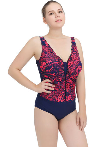 Removable Padded Printed Abstract Straped One-Pieces&Tankini