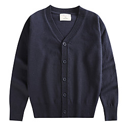 Kinder Jungen Bluse Pullover  Strickjacke Langarm Solide Grau Staubiges Blau Schwarz Baumwolle Kinder Oberteile Herbst Freizeit Lässig / Alltäglich Schultaschen Alltag Lässig / Alltäglich Normale Lightinthebox