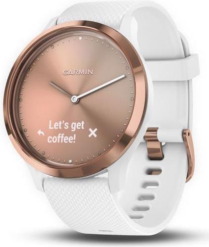 Garmin Vivomove HR Sport (Rose Gold with White Silicone Band) (010-01850-22)