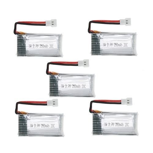 Kit 5pcs 3.7V 350mAh 20C Lipo batería para JJR / C H6C H6D HUBSAN H107C Fayee FY801 RC Quadcopter