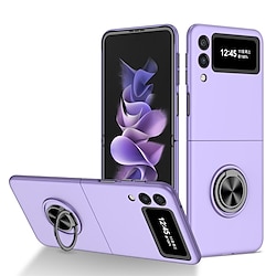 Phone Case For Samsung Galaxy Full Body Case Z Flip Z Flip 3 Shockproof Dustproof Ring Holder Solid Colored TPU Lightinthebox