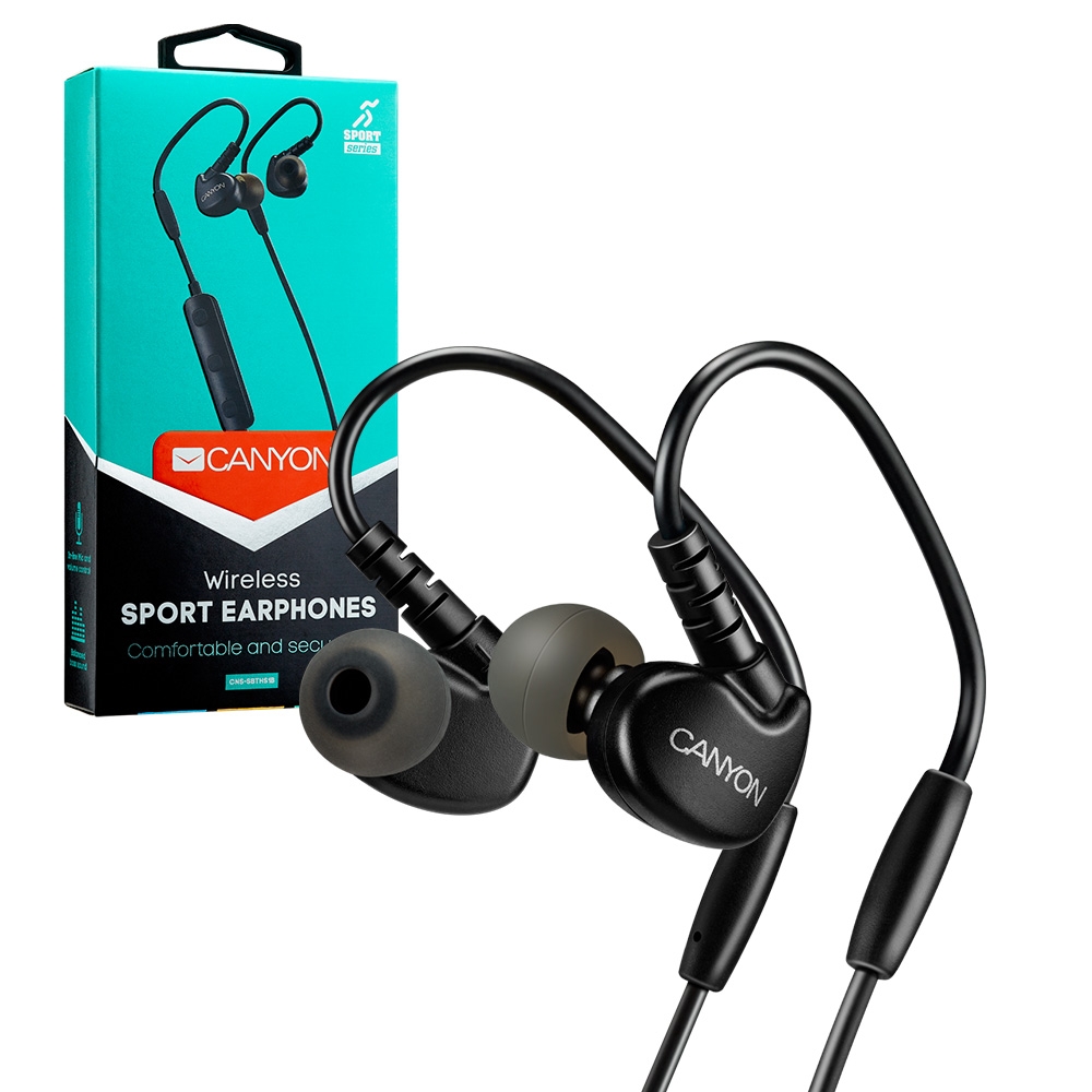 Canyon Bluetooth 4.1 Wireless Sport Stereo Earbuds Headphones Headset with Mic - Graphite Black