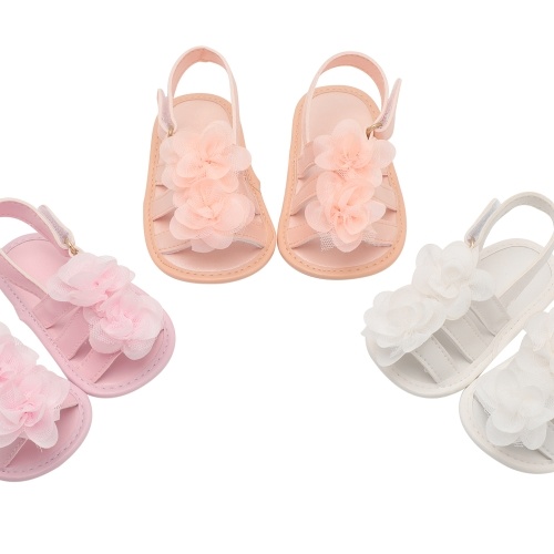 Zapatos de bebé para niños pequeños Zapatos de niña con flores para verano Suela suave Antideslizante Prewalker Rosa claro Tamaño EE. UU. 4
