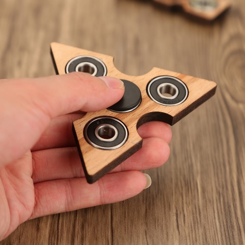 Tri Fuguillas dedo de la mano del hilandero de la vuelta Widget Focus juguete EDC del bolsillo Desktoy Triángulo de regalo de madera para el TDAH Niños Adultos