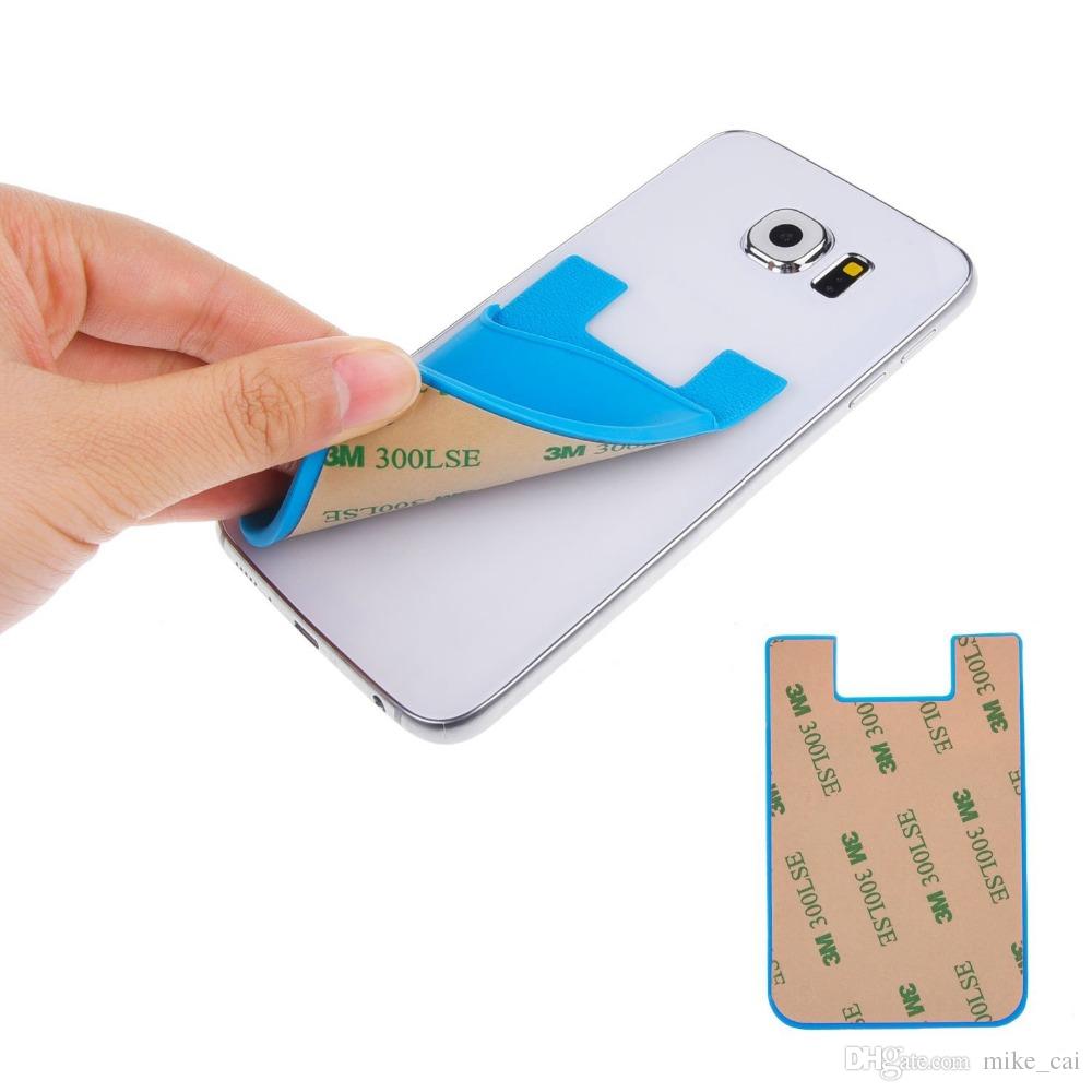 Cheap Universal 3M Sticky Phone Wallet card holder Silicone Smart Wallet smart phone wallet iwallet for Mobile Phone Silicone Card Holder