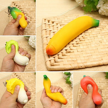 Squishy Squeeze Toy Simulate Soft Vegetable Fruit Banana Carrot Phone Bag Straps Stress Reliever