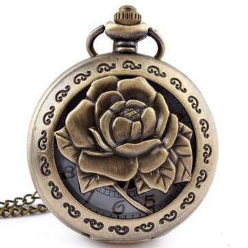 Retro Rose Flower Pocket Watch