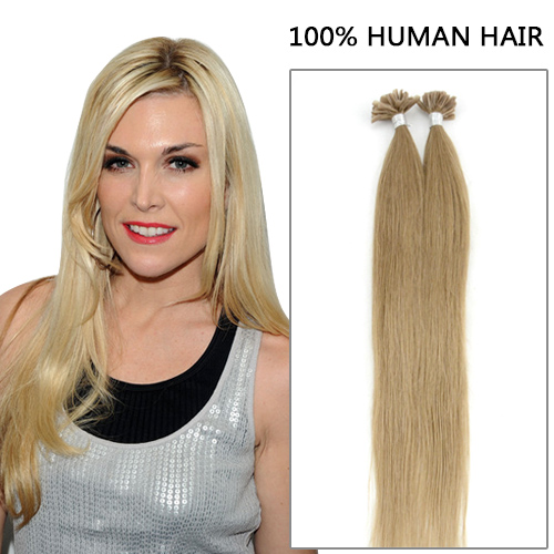 100s 1g/s Straight Nail/U Tip Remy Hair Extensions #10 Blonde