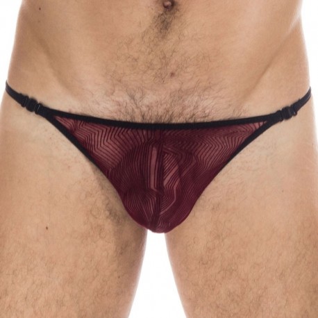 L'Homme invisible Agosto Striptease Thong - Burgundy S