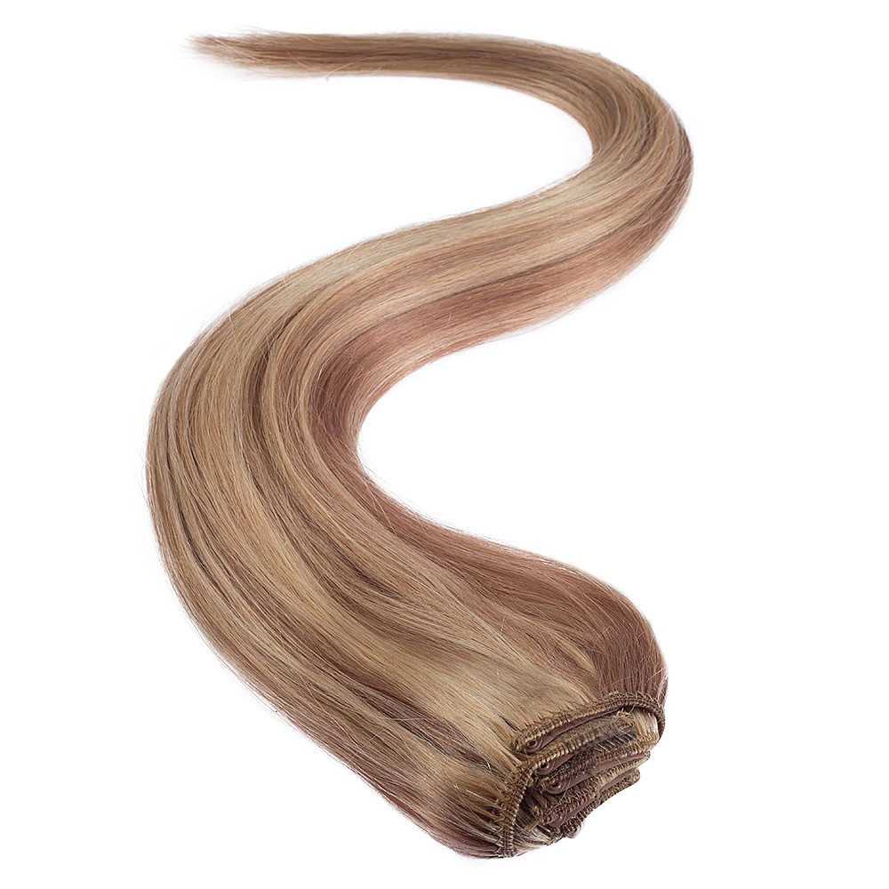 wildest dreams clip in half head human hair extension 18 inch - 10/22 brown blonde