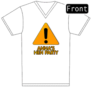 Warning Hen Party V-Neck T-Shirt Size 12-14  Printed Front Only