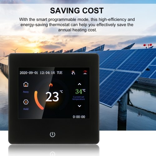 Smart Thermostat LCD-Touchscreen Wöchentlich programmierbarer Thermostat mit WIFI-Elektroheizung 16A Digitaler Temperaturregler für das Home School Office Hotel Black