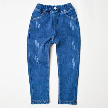 Girls Thicken Warm Blue Jeans