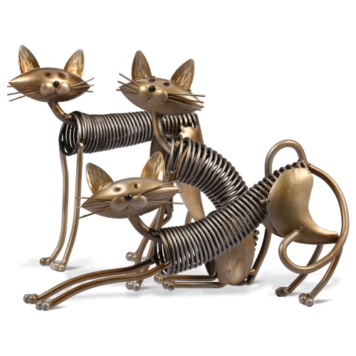 Tooarts Metal Sculpture   Iron Art Cat   Spring made cat   Handicraft  Crafting   Decoration   Home Furnishing Ornaments