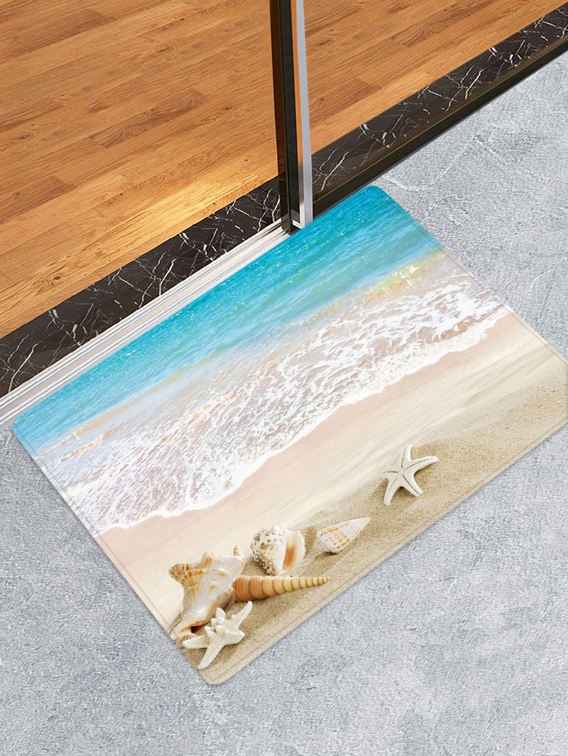 Beach Starfish Conch Pattern Flannel Skidproof Area Rug