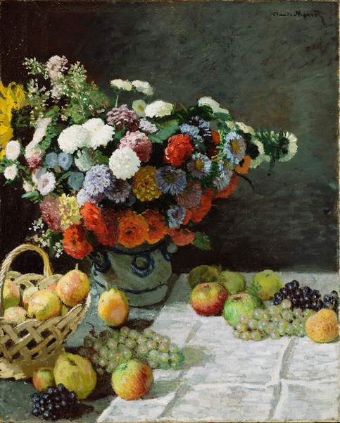 claude monet still life with flowers and fruit home decor handcrafts /hd print oil painting on canvas wall art canvas pictures 191111