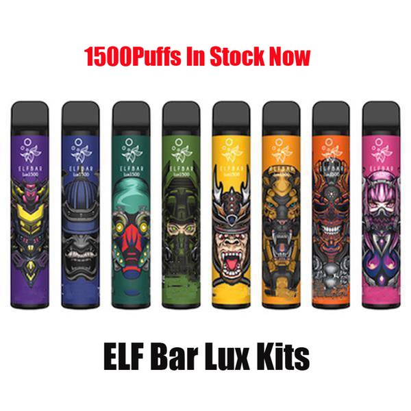 ELF Bar Lux Disposable E-cigarettes Device Kit 1500 Puffs 850mAh battery 4.8ml Pre-filled Pods Cartridges Stick Vape Pen Vs Plus XXL Elfbar Pro