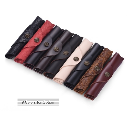 Antique Leather Pen Case Fountain Handmade Sleeve Bag Pouch Protector for Single Pen Stylus Ballpoint 7 * 1.2''