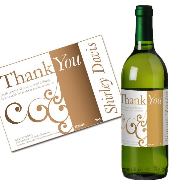 Personalised Thank You Wine Gold Gift Carton