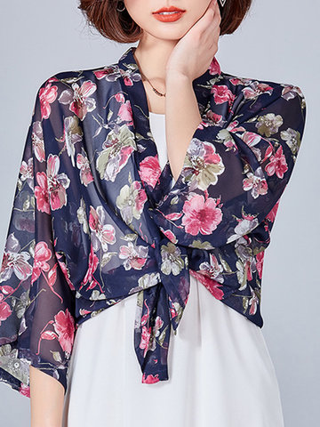 Floral Print Irregular Women Kimonos