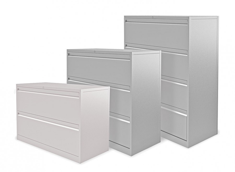 Executive Side Filing Cabinet- 2 Individual Locking Drawers- Almond White