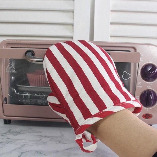 Oven Mitts Cotton Stripes Gloves High Temperature Resistance Baking Microwave Thick Home Utensils