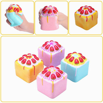 Vlampo Squishy Jumbo Strawberry Cake Slow Rising Original Packaging Cube Cake Collection Toy Gift
