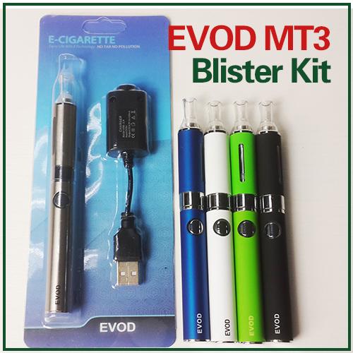 Evod Starter Kit Electronic Cigarette Vaporizer Blister Package With EVOD Battery 650mAh 900mAh 1100mAh MT3 Atomizer USB Charger E-Cig kits