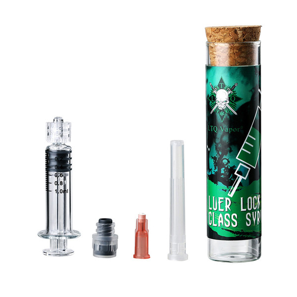 Glass Syringe Injectors with Luer Lock 1ml 2ml LTQ Vapor metal long tip measure empty Injector for Thick Oil Vape Carts Cartridges