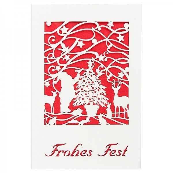 Laser-Grußkarte "Frohes Fest 2", 12x18cm, mit Einleger & Umschlag
