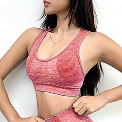 Women's Sports Bra Medium Support Open Back Removable Pad Solid Color Purple Red Blue Green Gray Nylon Spandex Yoga Fitness Gym Workout Bra Top Sport Activewear Breathable Quick Dry Comfortable Lightinthebox