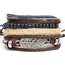 Men's Wrap Bracelet Leather Bracelet Layered Rope Wings Personalized Punk Multi Layer Leather Bracelet Jewelry Brown For Christmas Gifts Casual Daily Beach Lightinthebox