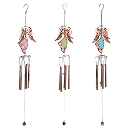 1pc Flower Fairy Painted Metal Wind Chime Outdoor Handicraft Glow In The Night Hanging Ornament For Window Balcony Garden Decor,13x82cm/5.1''x32.3'' Lightinthebox