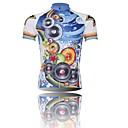 XINTOWN Men 's Cool Music Breathable Polyester Short Sleeve Cycling Jersey—BlueWhite