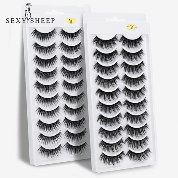 sexysheep 10 pairs 3d mink lashes false eyelashes natural/thick long 10-15mm eye lashes wispy makeup beauty extension tools