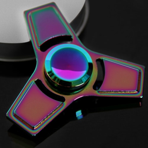 Tri Fidget Triangle Spinners Hand Finger Spin Toy Metal Aluminium Alloy 608 Bearing Rainbow Color Focus Desk Toy Anti Stress Gifts Widget Pocket ADHD Children Adults Compact Super Cool Colorful