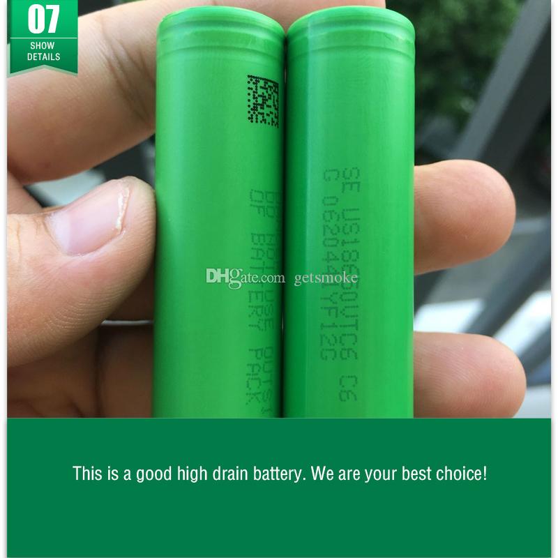 100% Authentic Sony VTC6 3000MAH 30A 18650 Battery High Drain Rechargeable Batteries vs VTC5 VTC4 VTC5A For Ecig vw Mod Fedex Free Shipping