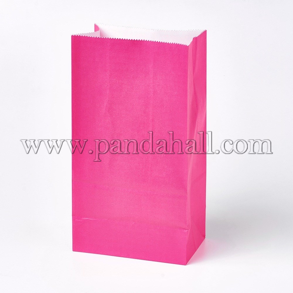 Pure Color Kraft Paper Bag, Food Storage Bags, No Handles, For Baby Shower Kid's Birthday Party, DeepPink, 23.5x13x8cm