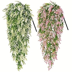2pcs Fake Hanging Flower, Artificial Lavender Bouquet Vine Hanging Plants Fake Ivy Vine Leaves For Patio Home Bedroom Wedding Indoor Outdoor Wall Decor, Home Decor, Aesthetic Room Decor Lightinthebox