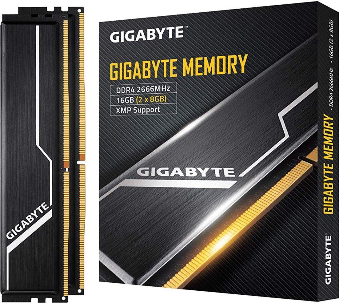 Gigabyte - DDR4 - 16 GB: 2 x 8 GB - DIMM 288-PIN - 2666 MHz / PC4-21300 - CL16 - 1.2 V - ungepuffert - non-ECC - Schwarz (GP-GR26C16S8K2HU416)