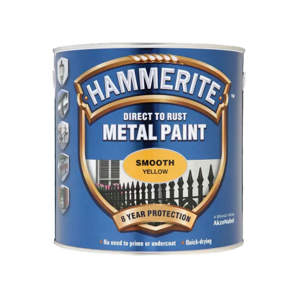 Hammerite 'Direct To Rust' Metal Paint - Smooth Yellow 2.5L