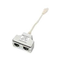 T-Adapter CAT 5e Ethernet/ISDN, Cable-Sharing RJ45-Stecker auf 2 x RJ45-Buchse, Kabel ca. 15 cm, CAT 5e, Belegung: 1 Buchse 10/100BaseT und 1 Buchse ISDN, geschirmt, 1 Stück, zum Cable-Sharing (Portverdoppler) werden jeweils 2 Stück benötigt! (021427)