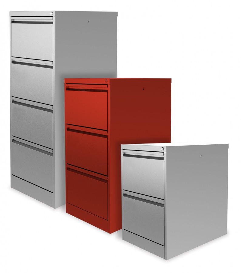 Large Capacity Lockable Filing Cabinet- 3 Drawers- Red