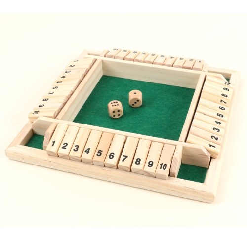 Wood Four Sided 10 Numbers Board Game Set Dice Table Entertainment Board Game Toy for Family Adults Party