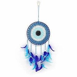 dream catcher for bedroom, handmade blue feather dream catchers for hanging decoration