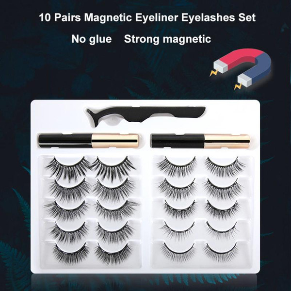 10 Pairs 3D Magnetic Eyelashes With Eyeliner Kit Natural Look & Glamnetic False Lashes With Applicator False Eyelashes