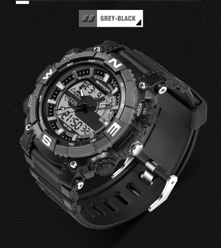 SANDA 743 Electronic Sport Watch Men Waterproof Watches Analog Digital LED Back Light Wristwatch for Male Clock