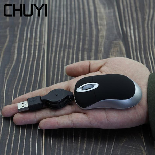 chuyi new wired optical 3d mini retractable usb mouse computer mice for pc lapnotebook dropshipping kids