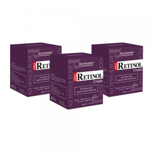 Retinol Crema - Ideal Para Pieles Maduras, Secas y Acneicas - Por Nutriherbs - 50 ml - 3 Botes