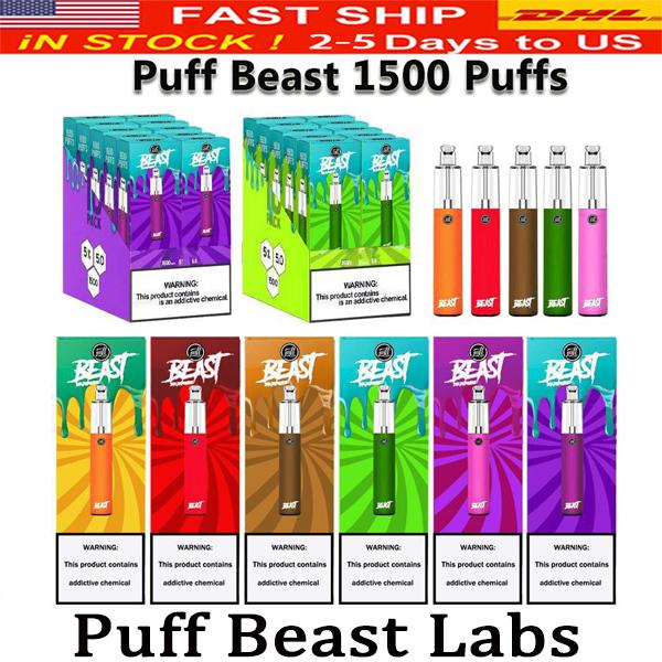 Puff Labs Beast Disposable Vape Portable E Cigarette 1500 Puffs Disposable Electronic Cigarette Kit 4.0ml Pre-filled Device Clear Top Vapor
